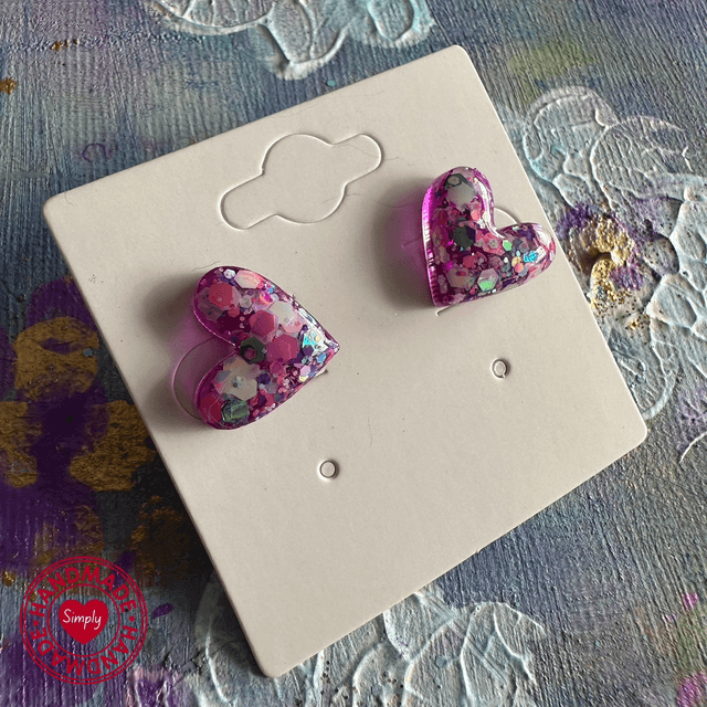 Earring Studs - Pink Hearts