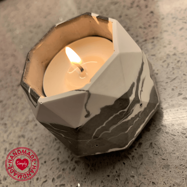 Tea Light Holder - Hexagonal Black/White