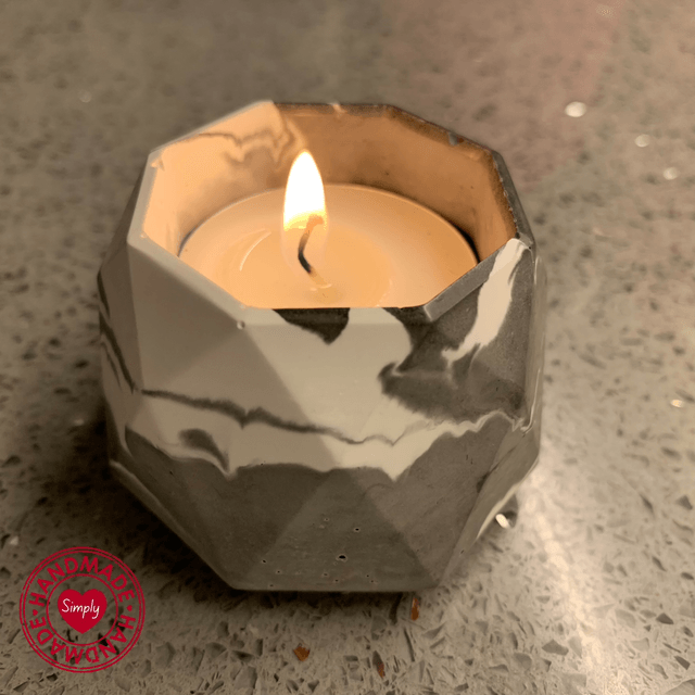 Tea Light Holder - Hexagonal Black/White