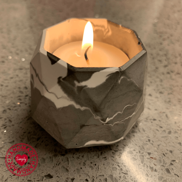Tea Light Holder - Hexagonal Black/White